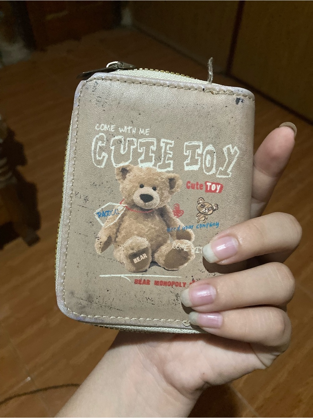 Cute Toy Teddy Wallet for Kids - Beige